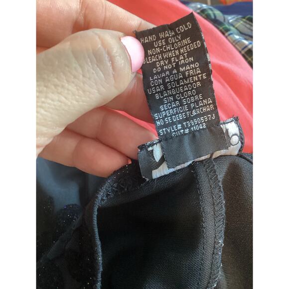 Vintage Womens Slip Dress Size Small Black Glitter Sheer Overlay Y2K HOCO Prom - Picture 8 of 8